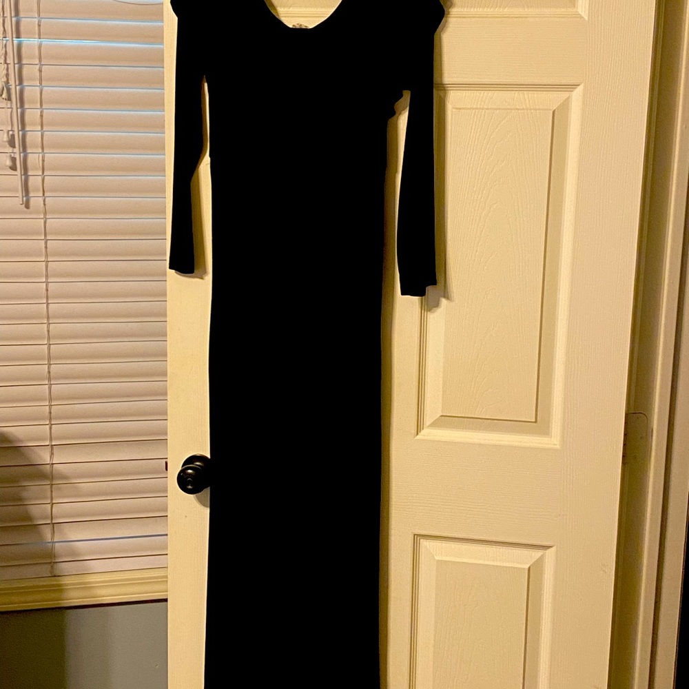Pink Blush Black off shoulder Maxi Dress